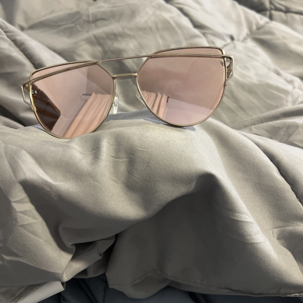 NYS Collection 2614 Agate Court Sunglasses Pink Lens Gold Frame Fashion Big